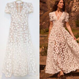 Helsi Clara White 3D Floral Appliqué Maxi Wedding Bridal Dress